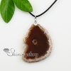 agate semi precious stone necklaces pendants with leather necklaces jewelry design A