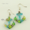 anchor glitter lampwork murano glass earrings jewelry light blue