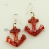 anchor glitter lampwork murano glass earrings jewelry red