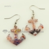anchor glitter lampwork murano glass earrings jewelry purple