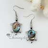 animal sea turtle dolphin patchwork seawater rainbow abalone shell mother of pearl dangle earrings design B