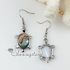 animal sea turtle dolphin patchwork seawater rainbow abalone shell mother of pearl dangle earrings design C