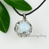 ball rose quart opal agate semi precious stone and rhinestone necklaces pendants design D