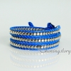 beaded leather wrap bracelets wristbands bracelets triple crystal layers bracelet design D
