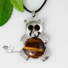 bear semi precious stonejade glass opal amethyst rose quartz tiger's-eye necklaces pendants design D