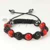 black alternating macrame disco ball pave beads bracelets design B