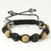 black alternating macrame disco ball pave beads bracelets design C