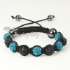 black alternating macrame disco ball pave beads bracelets design A