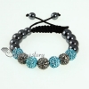 black diamond alternating macrame disco ball pave beads bracelets design C
