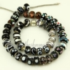 black murano glass big hole beads for fit charms bracelets black
