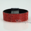 blingbling shiny crystal rhinestone magnetic buckle wrap slake bracelets muliti color leather bracelet design A