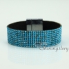 blingbling shiny crystal rhinestone magnetic buckle wrap slake bracelets muliti color leather bracelet design D