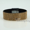 blingbling shiny crystal rhinestone magnetic buckle wrap slake bracelets muliti color leather bracelet design H