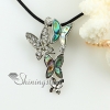 butterfly flower rainbow abalonesea shell rhinestone mother of pearl pendant necklace design B