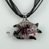 cat murano glass necklaces pendants flowers inside lampwork design A