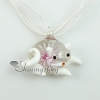 cat murano glass necklaces pendants flowers inside lampwork design F
