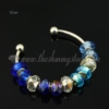 charms bangle bracelets with rainbow crystal big hole beads blue
