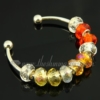 charms bangle bracelets with rainbow crystal big hole beads light red