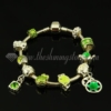 charms bracelets with european enamel big hole beads green