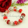 charms bracelets with murano glass rhinestone crytal beads red