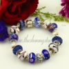 charms bracelets with murano glass rhinestone crytal beads blue