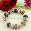 charms bracelets with murano glass rhinestone crytal beads purple