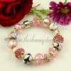 charms bracelets with murano glass rhinestone crytal beads pink