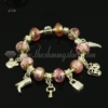 charms silver bracelets with european murano glass beads pink
