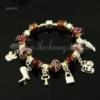charms silver bracelets with european murano glass beads purple