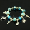 charms silver bracelets with european murano glass beads light blue