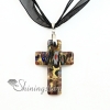 christian cross pendants glitter millefiori lampwork murano glass necklace necklaces pendants high fashion jewelry handmade jewelry design E