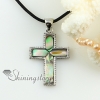 christian cross pink oyster rainbow abalone sea shell mother of pearl pendants for necklaces design A