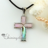 christian cross pink oyster rainbow abalone sea shell mother of pearl pendants for necklaces design B