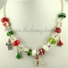 christmas charms necklaces with crystal murano glass beads design C