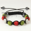 christmas color macrame disco ball pave beads bracelets design B