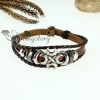 cross charm genuine leather wrap bracelets unisex design A