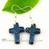 cross handmade murano dichroic glass earrings jewelry design B