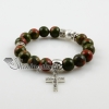cross semi precious stone amethyst agate turquoise jade rose quartz charm stretch bracelets design A