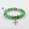 cross semi precious stone amethyst agate turquoise jade rose quartz charm stretch bracelets design H