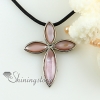 cross yellow pink mother of pearl oyster shell rainbow abalone necklaces pendants design B