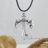 crossbones skull wings cross genuine leather rhinestone metal copper silver plated necklaces with pendants design D