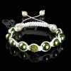 disco ball pave beads and pearl macrame bracelets white cord design B