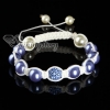 disco ball pave beads and pearl macrame bracelets white cord design F