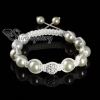 disco ball pave beads and pearl macrame bracelets white cord design G