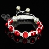 disco ball pave beads and pearl macrame bracelets white cord design I