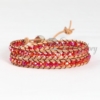 double cotton cord crystal beaded bracelets jewellery red