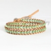 double cotton cord crystal beaded bracelets jewellery green