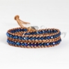 double cotton cord crystal beaded bracelets jewellery blue