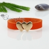 double heart magnetic genuine leather wrap bracelets design D
