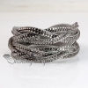 double layer crystal rhinestone slake bracelets wristbands genuine leather wrap woven bracelets design J